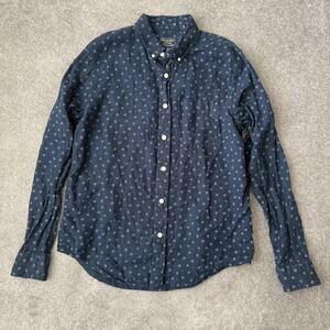 Abercrombie & Fitch Shirt Mens Large Navy Linen Button Down Long Sleeve Floral